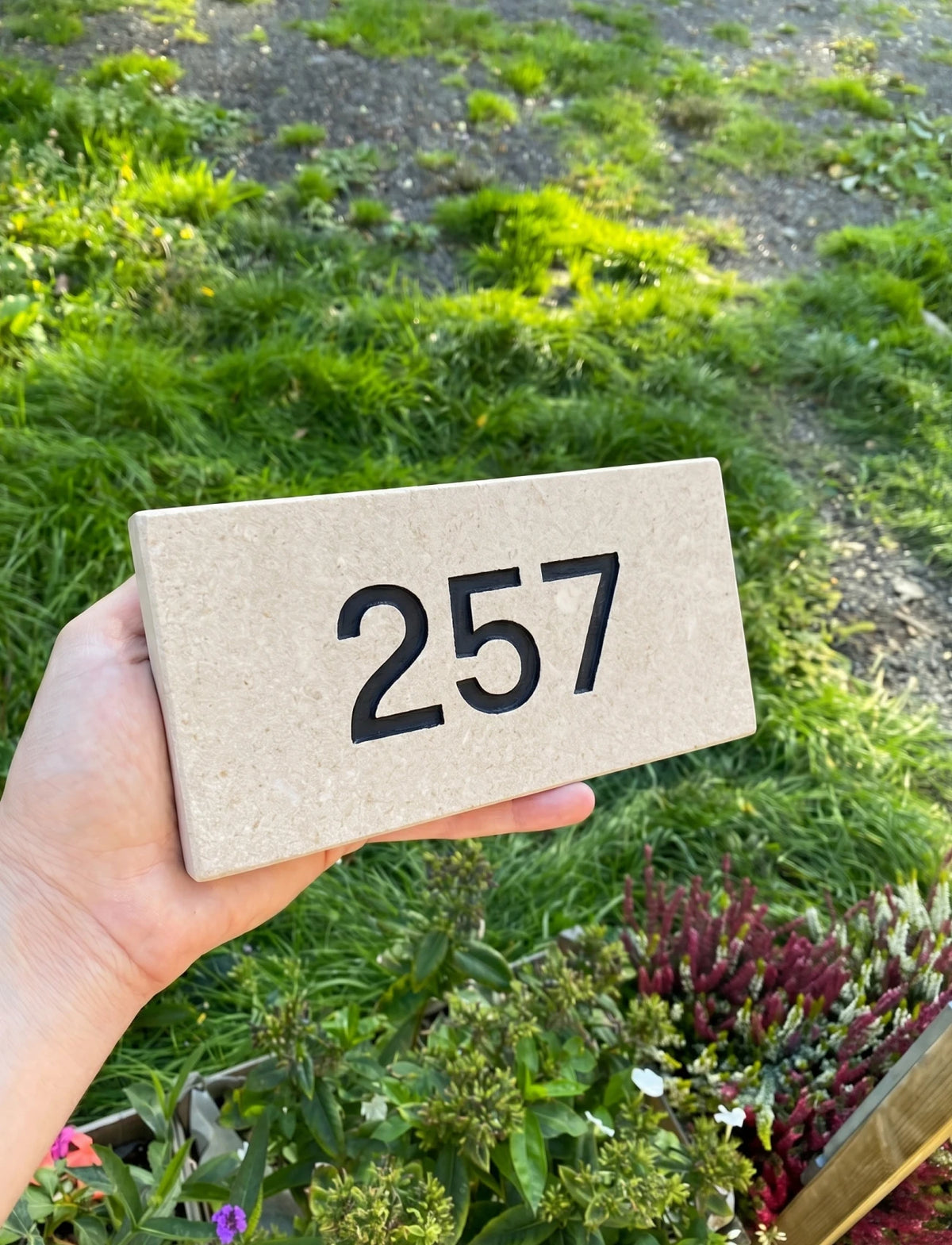 Limestone House Number Sign
