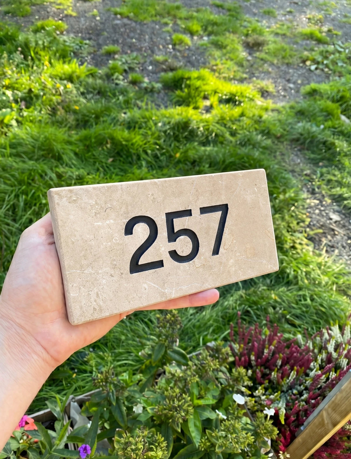 Limestone House Number Sign