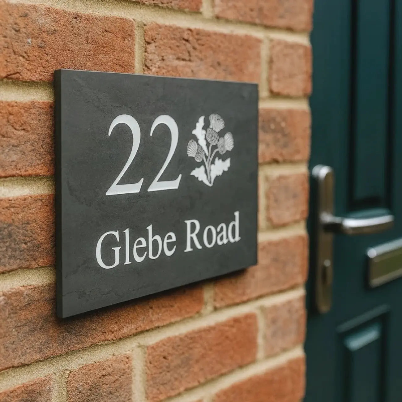 Slate House Sign with Scottish Thistle