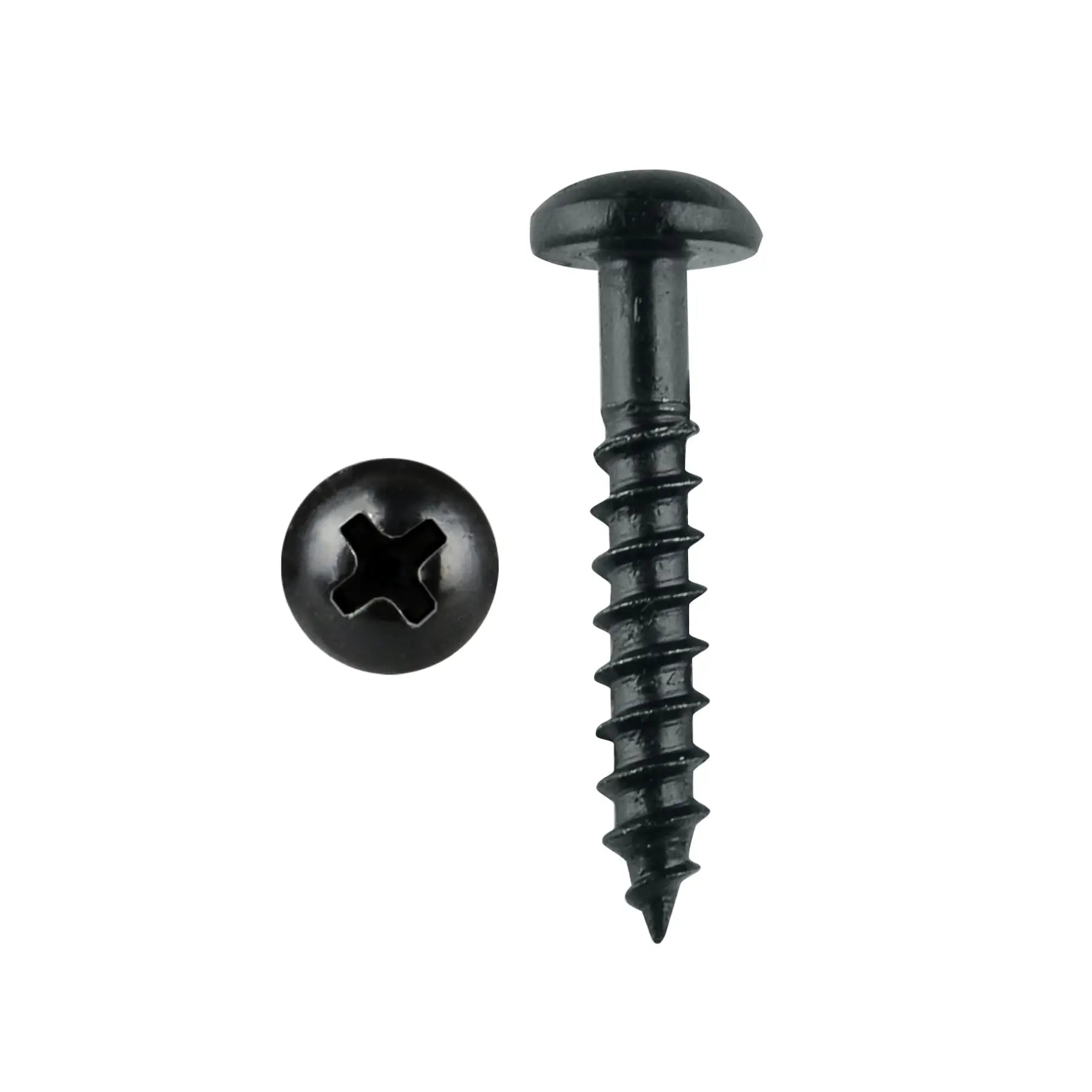 2 black roundhead phillips screws