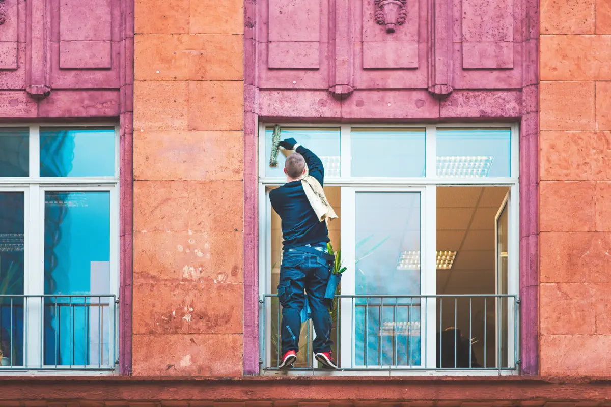 cleaner washing house windows