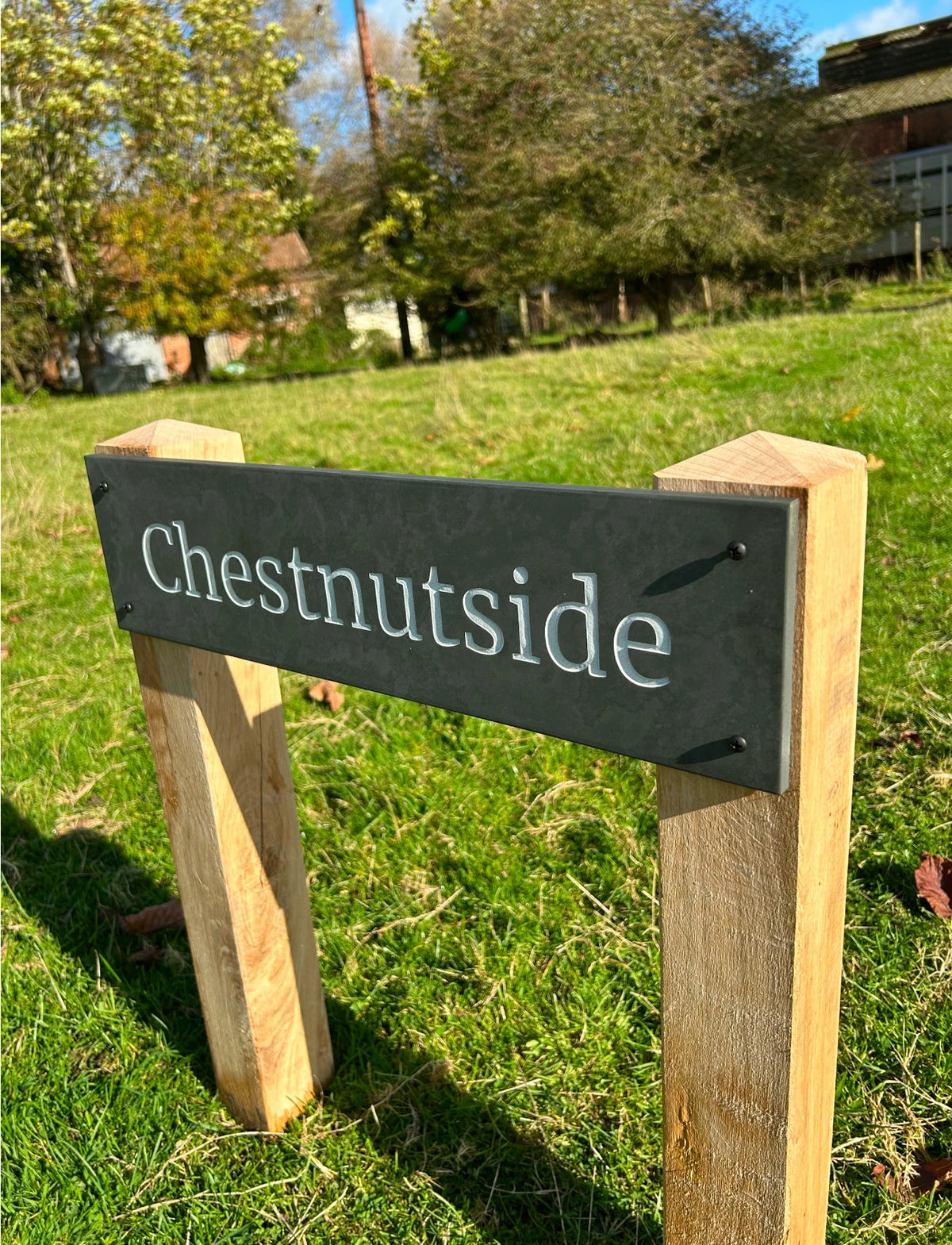 Long Slate House Sign with Optional Posts