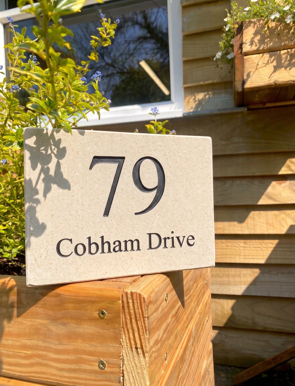 Wide Limestone House Sign