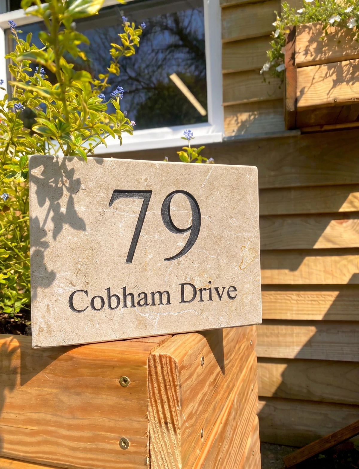 Wide Limestone House Sign