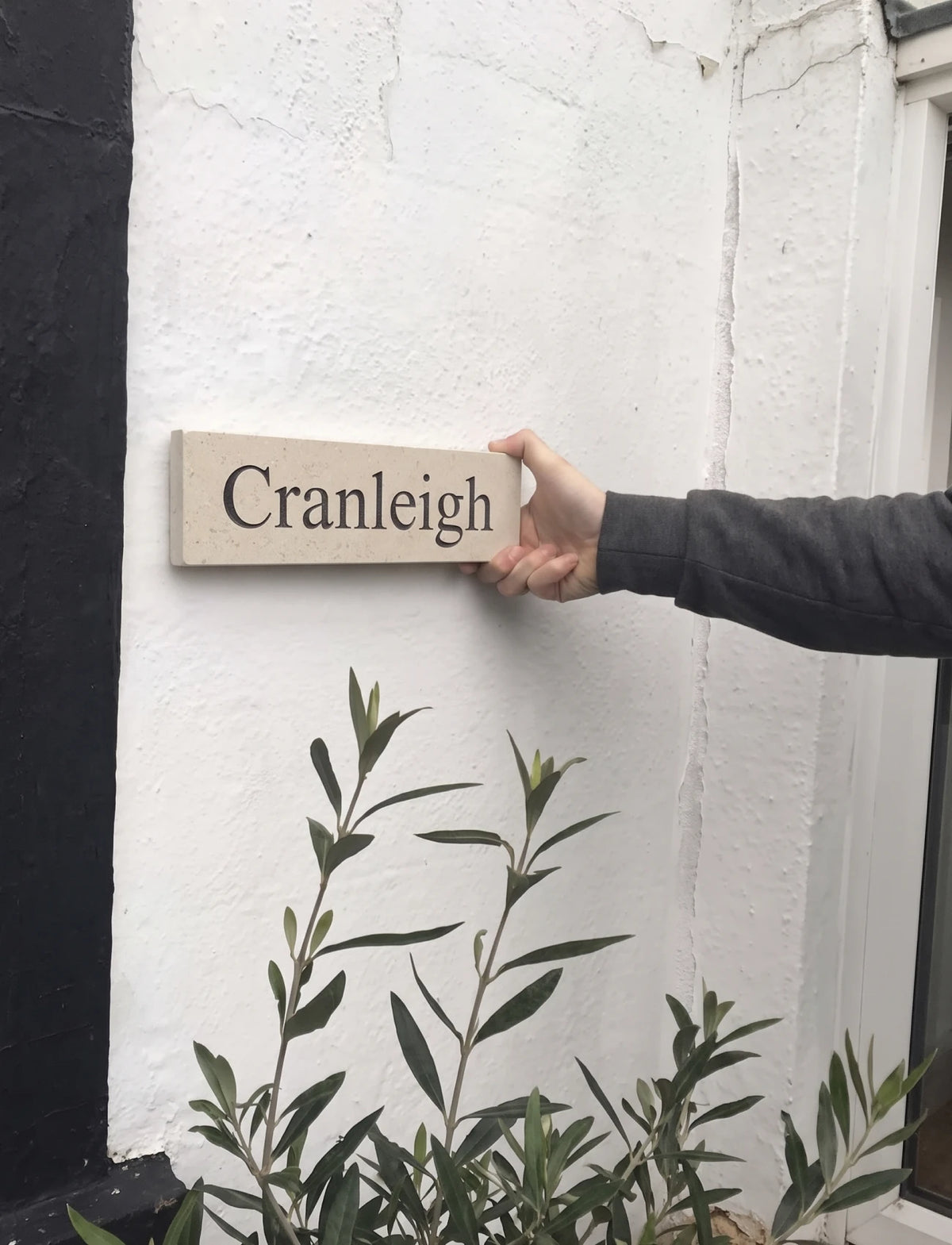 Long Limestone House Sign