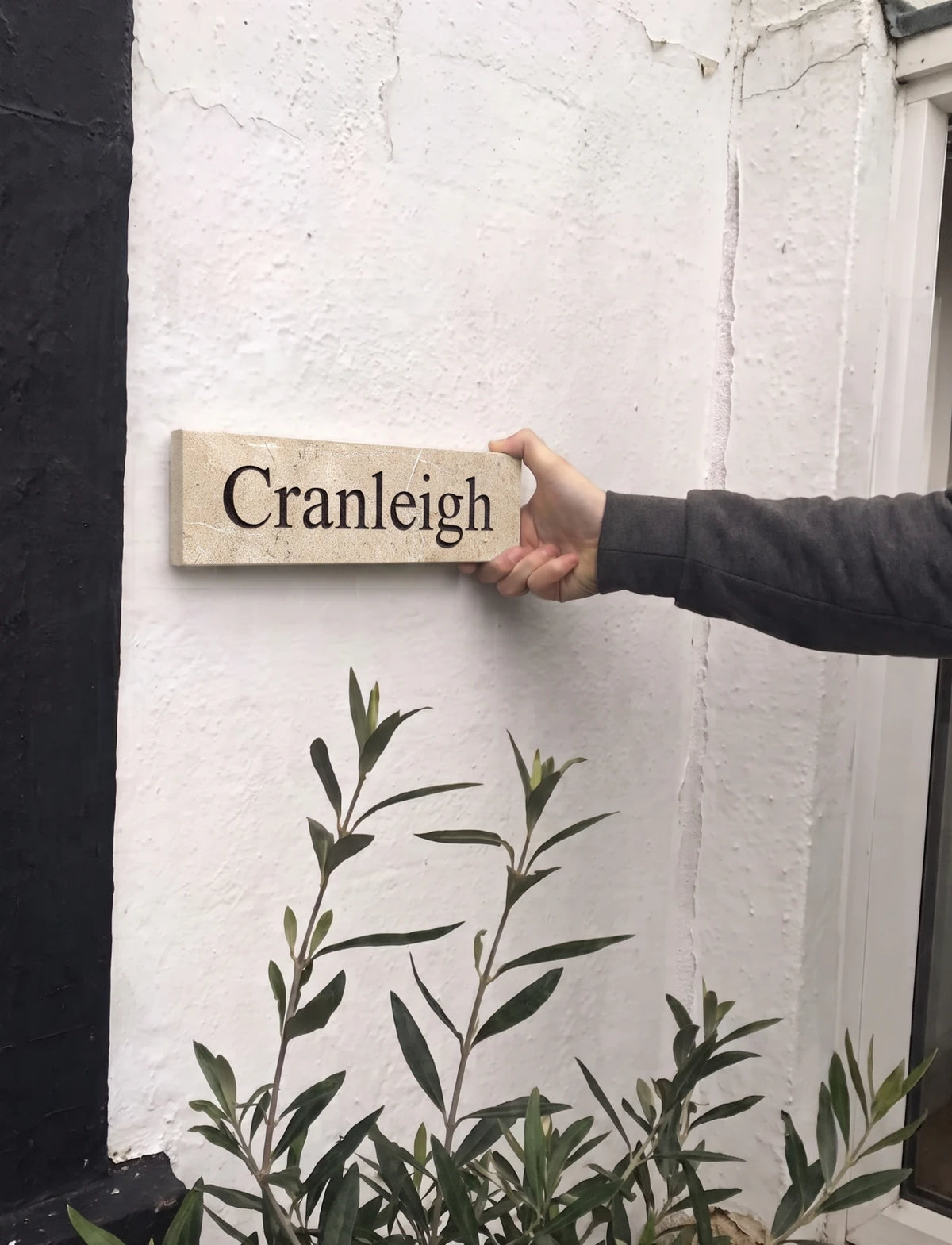 Long Limestone House Sign