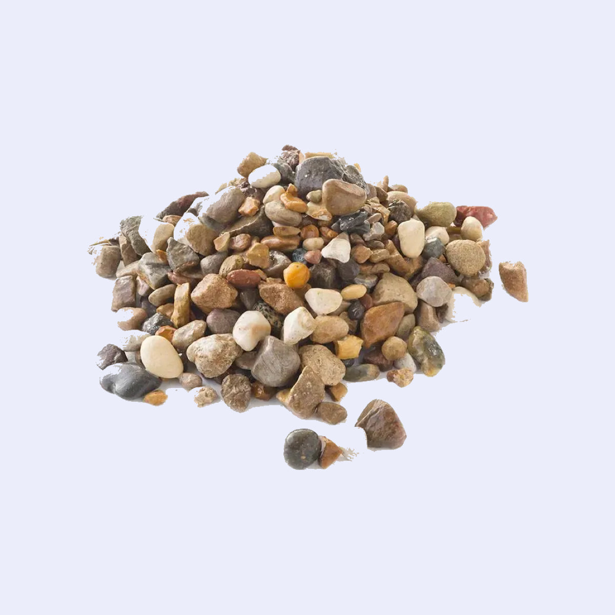 Pile of multicolored pebbles on a light gray background