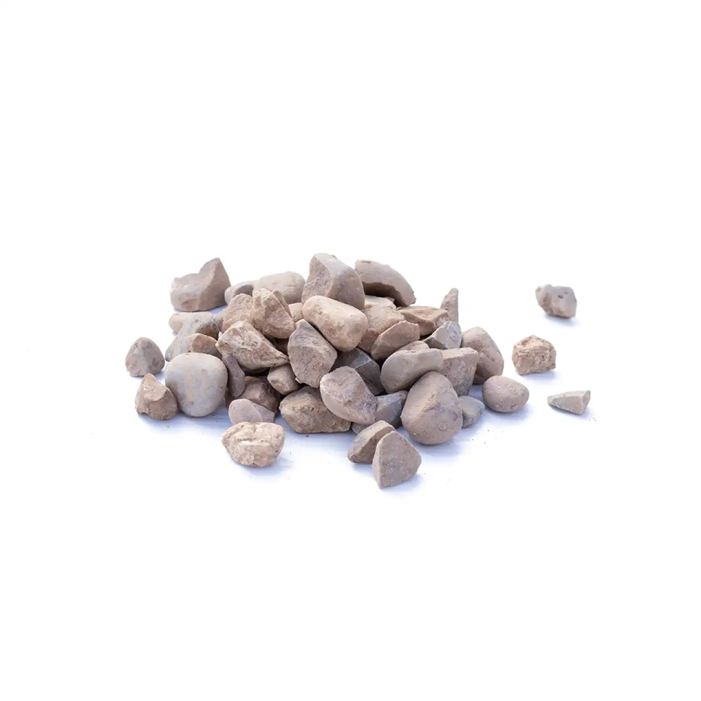 Pile of multicolored pebbles on a light gray background