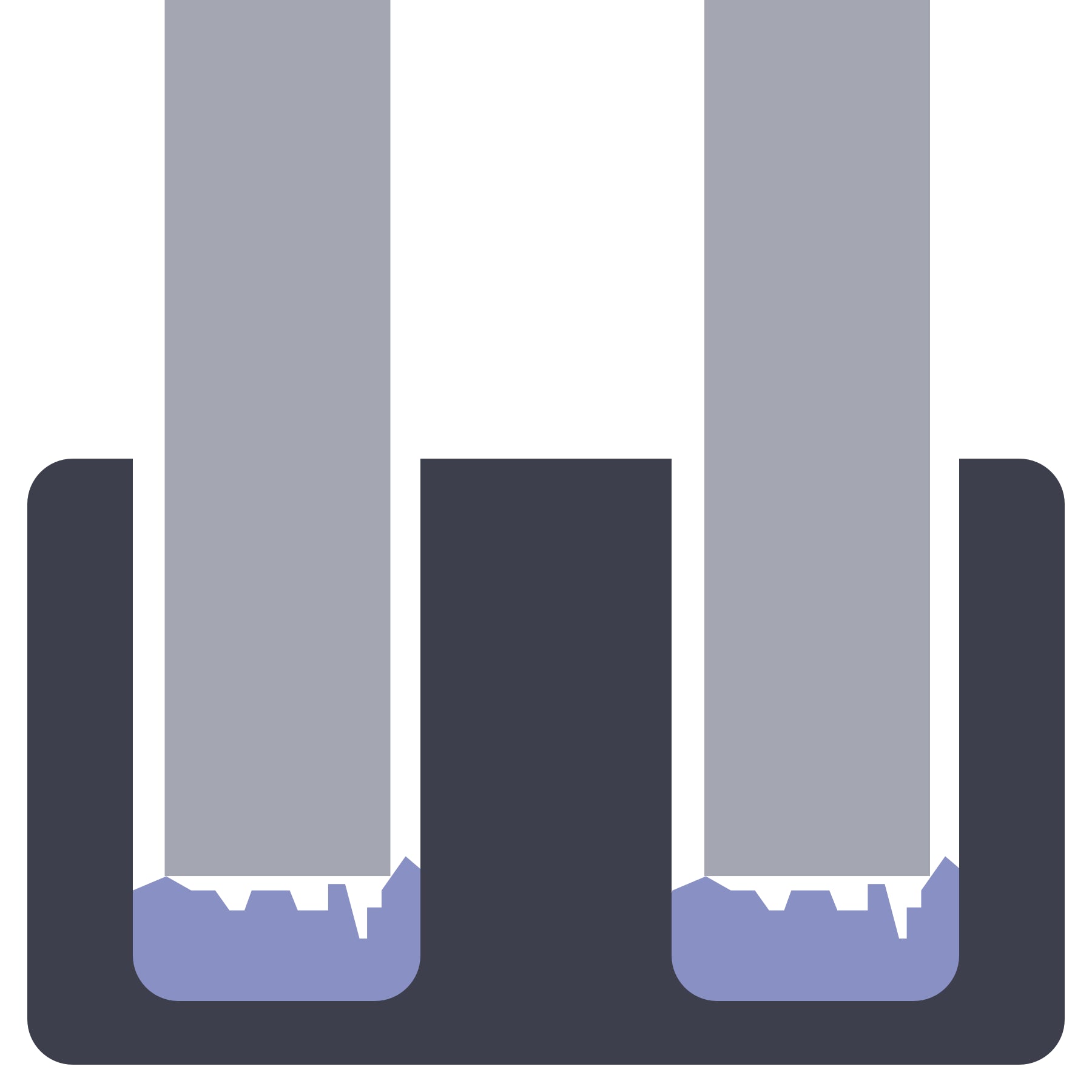 Illustration of posts being lowered into pre-dug holes with a gravel bed for sign post fitting