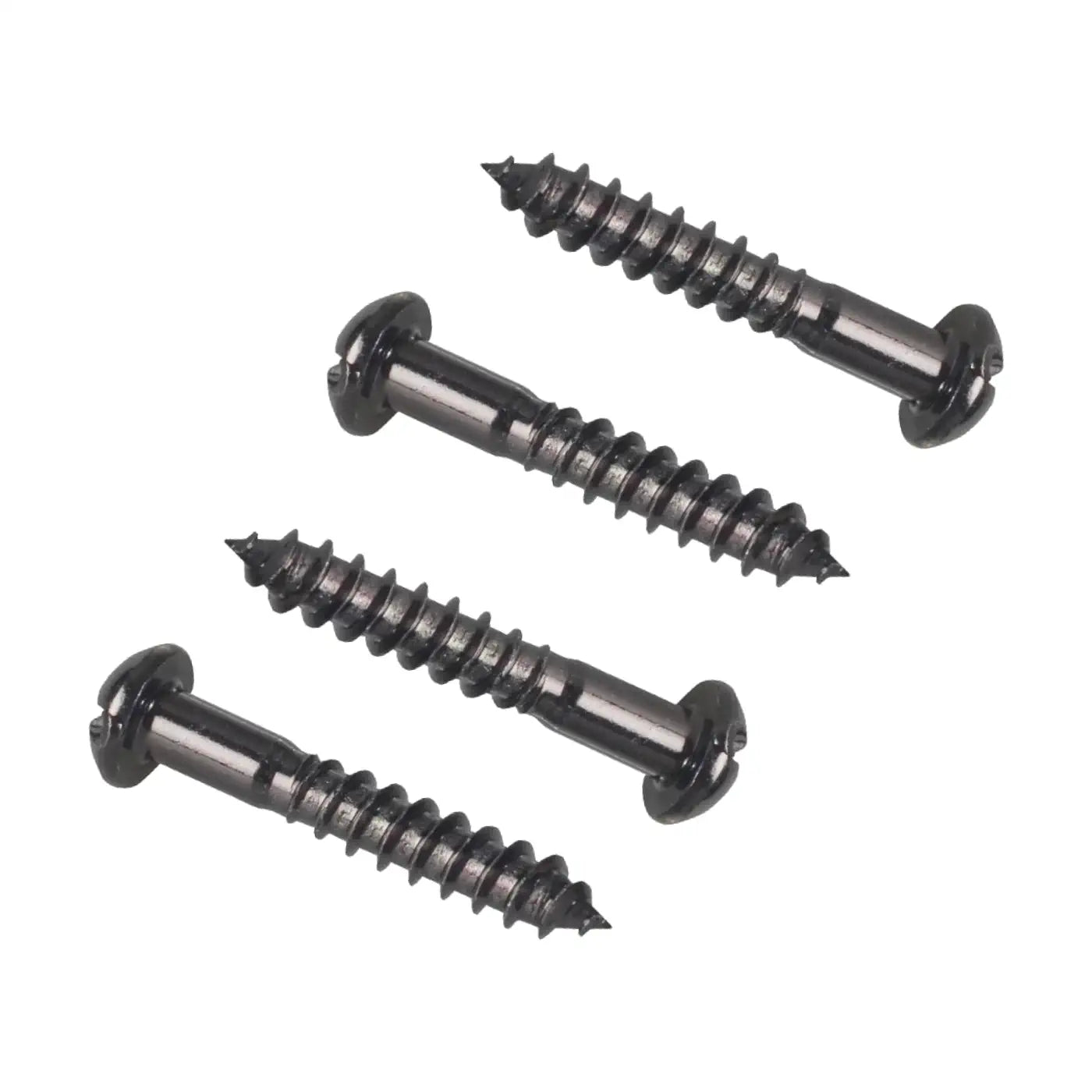 Two metal screws on a light gray background