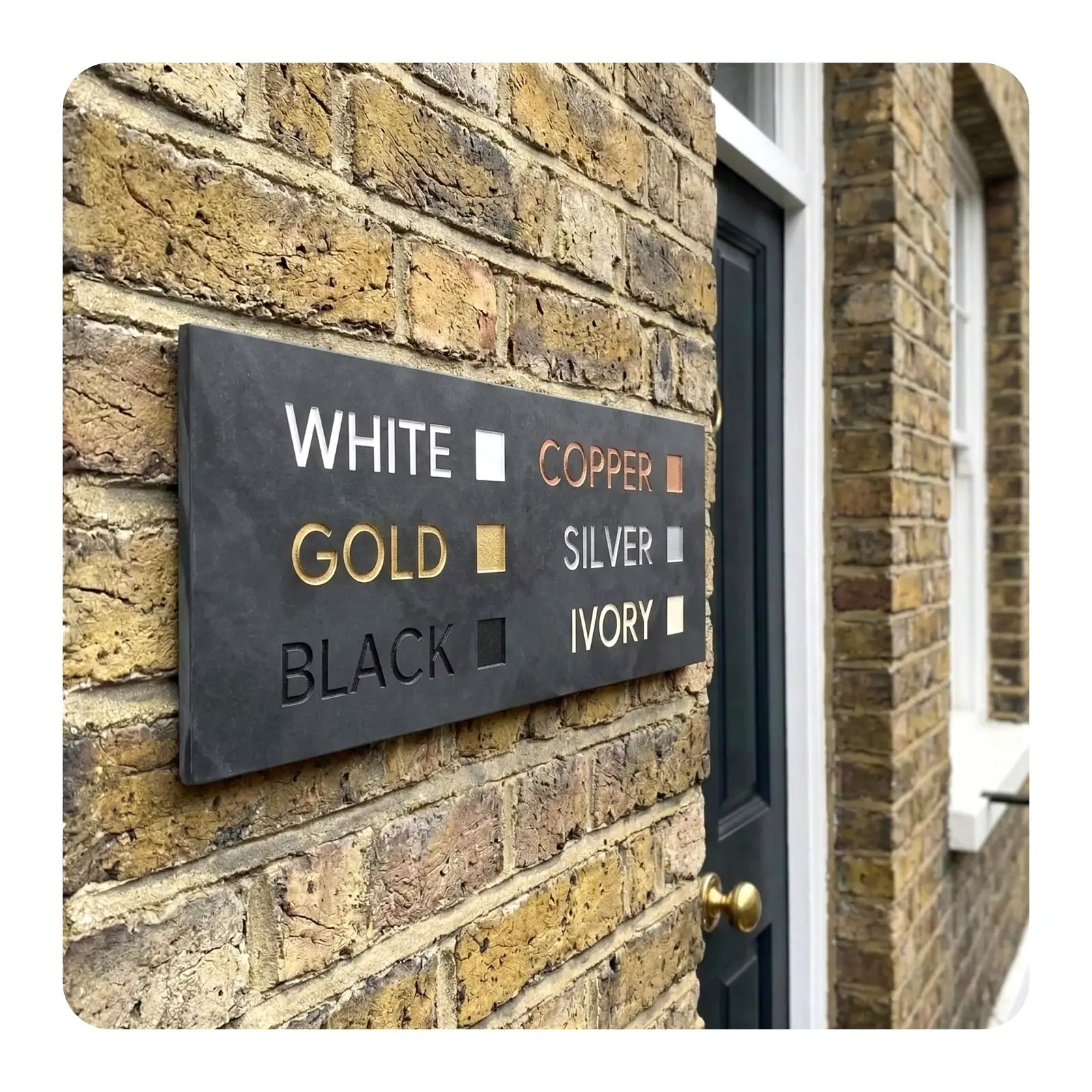 Color selection panel with options for white, gold, copper, silver, and ivory on a black background.