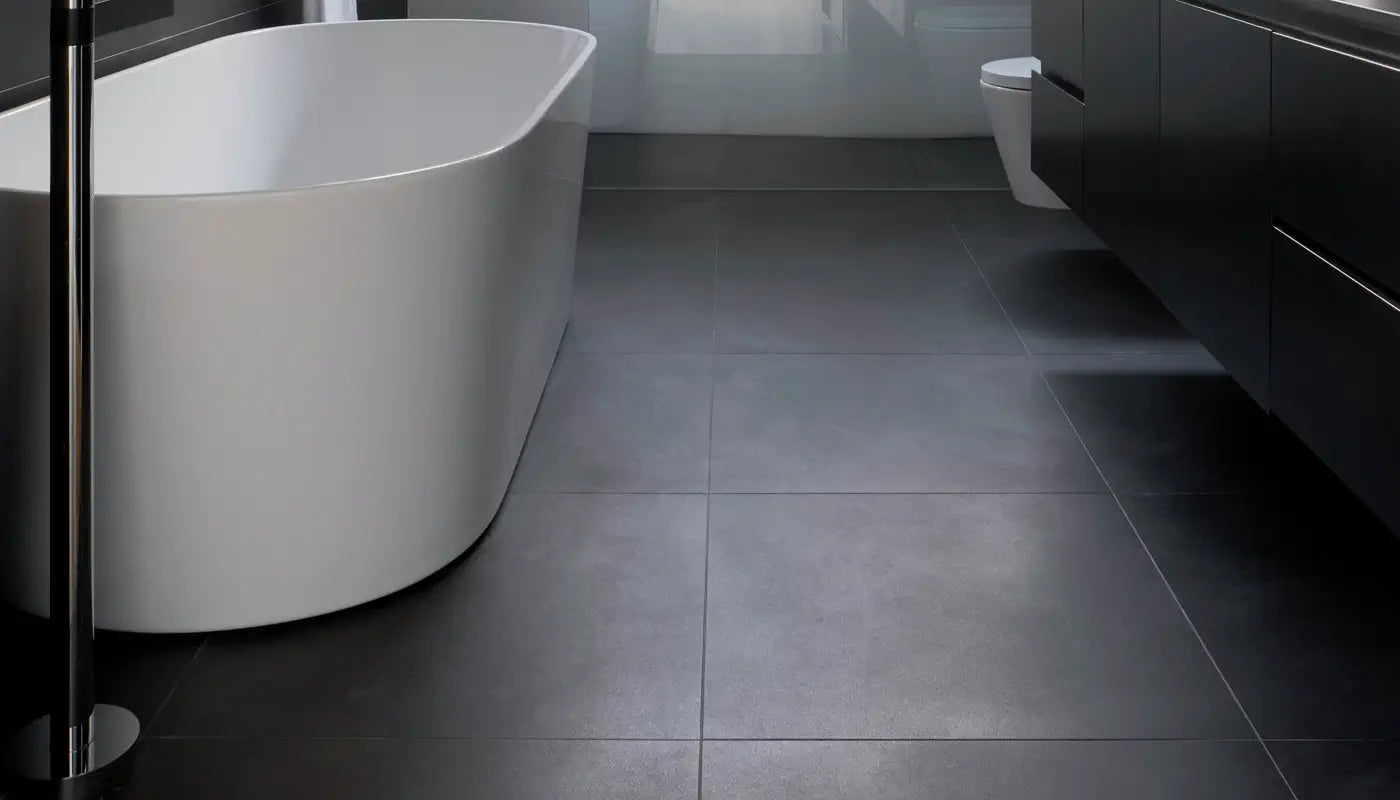 Slate tiles on a bathroom floor