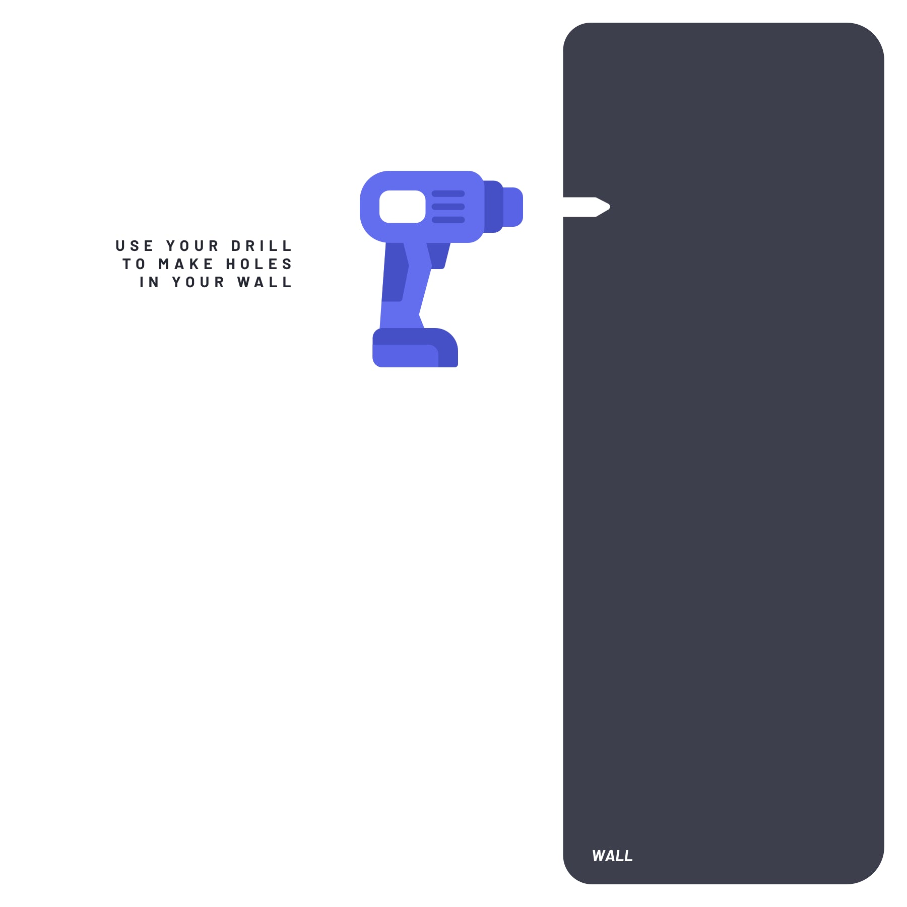 Step-by-step instructions showing a hand inserting a screw into the standoff base attached to a wall, followed by securing a panel in place with a standoff cap.
