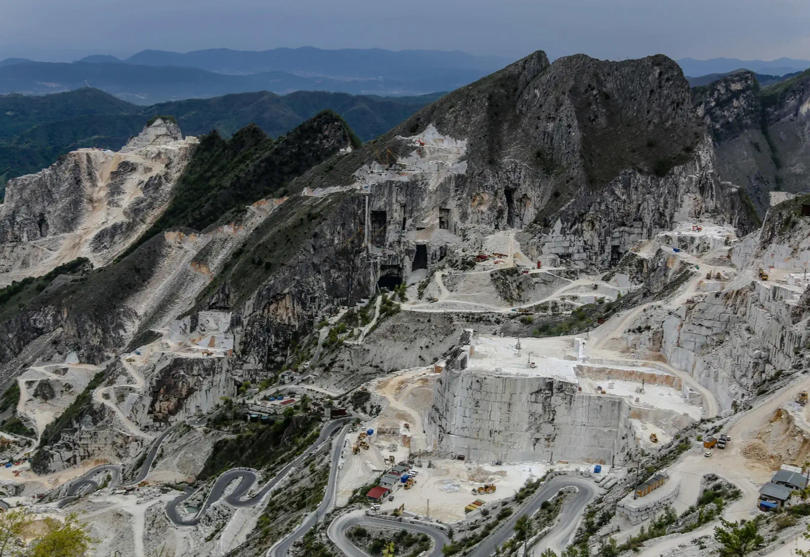 Marble quarry with mountains in the background