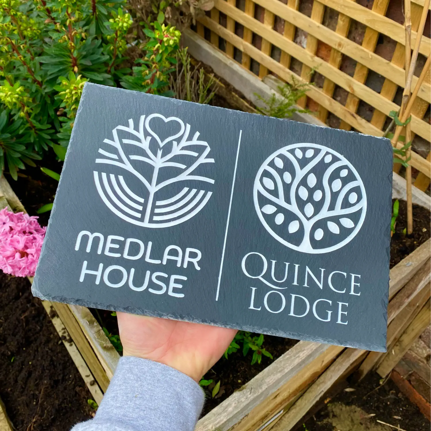 bespoke welsh slate house sign with logo