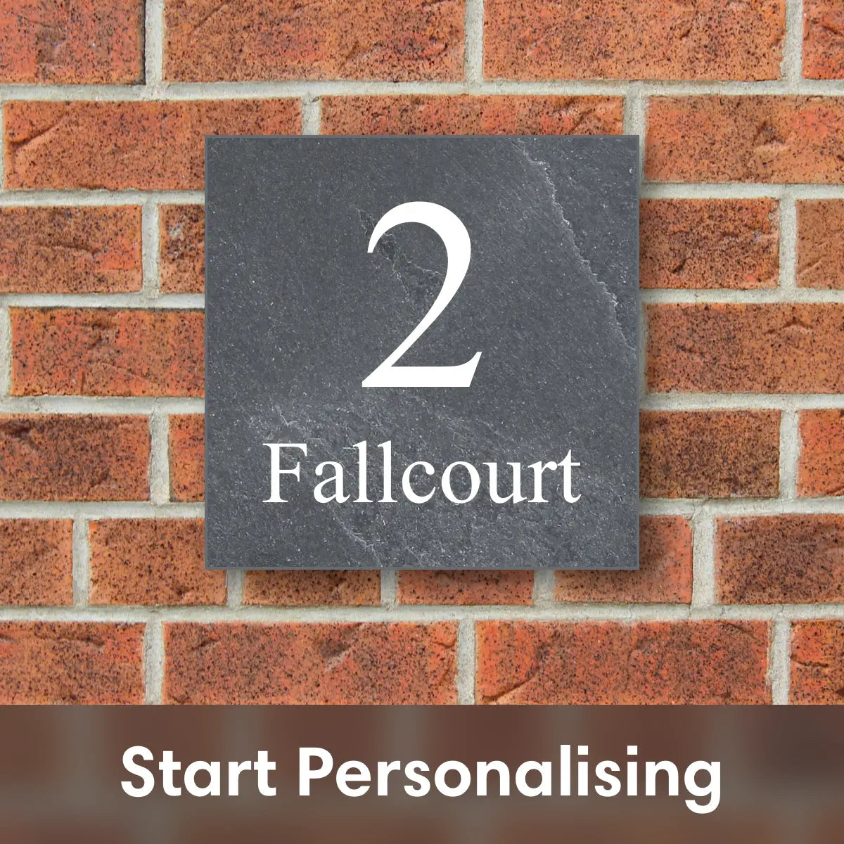 Natural slate square name and number sign.