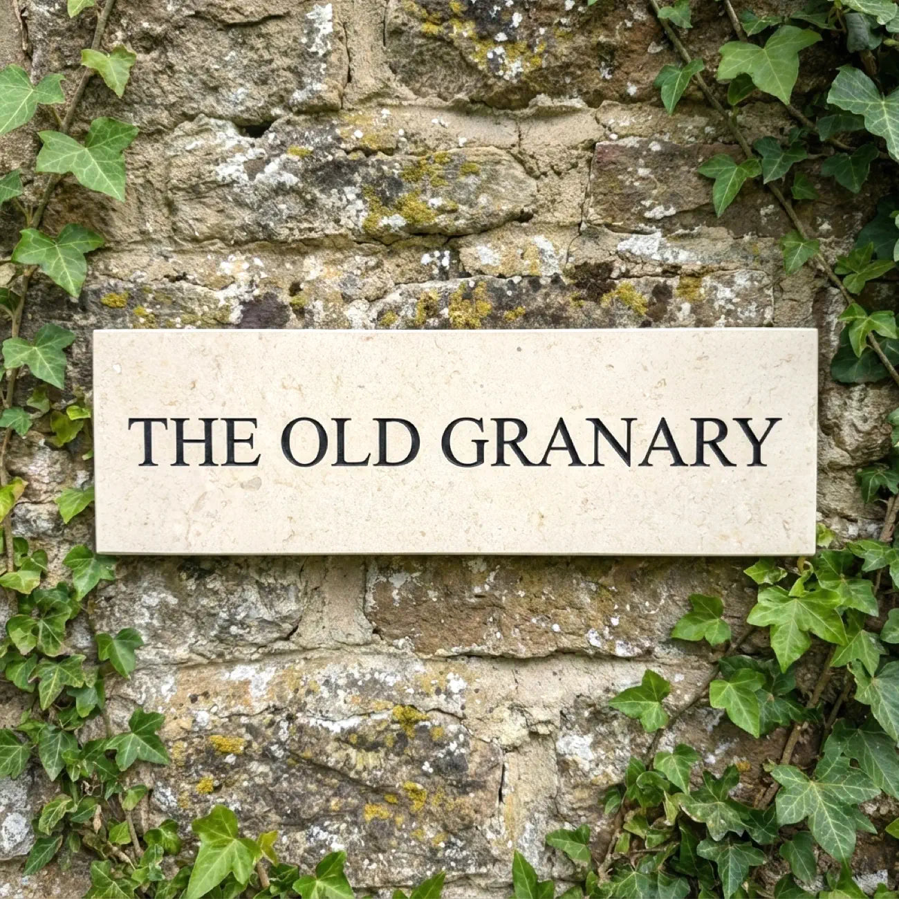 Long Limestone House Sign