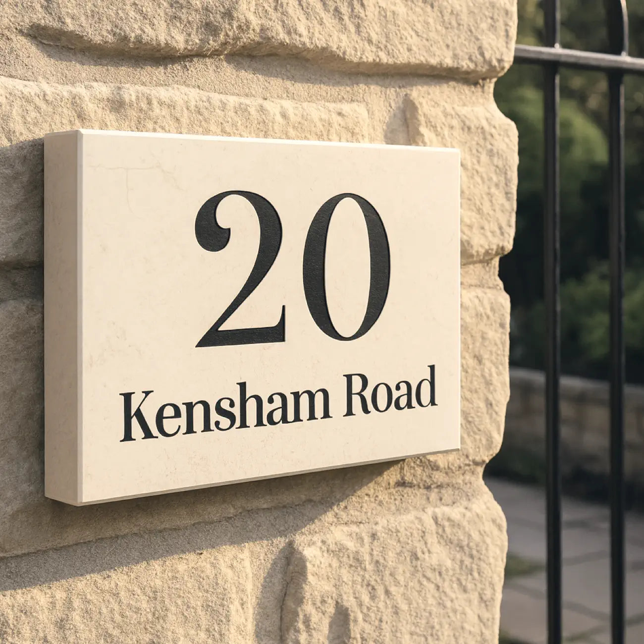 Wide Limestone House Sign