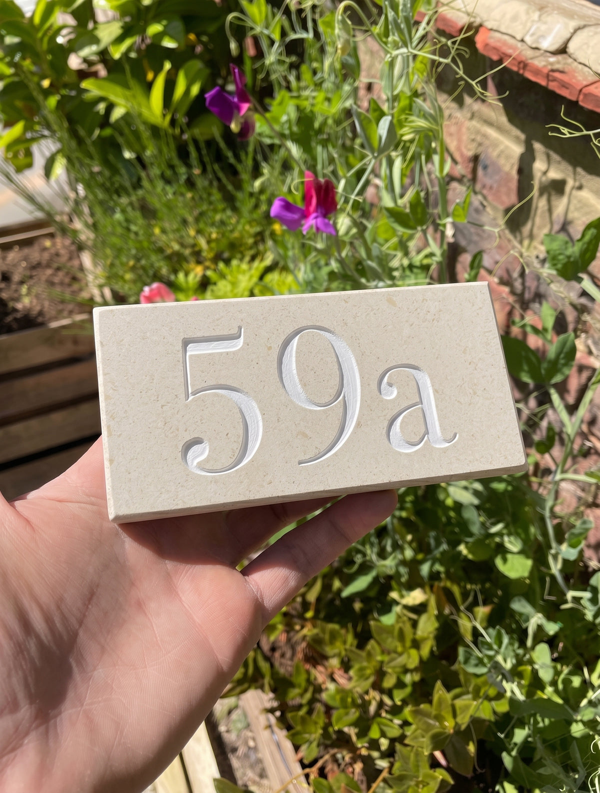 Limestone House Number Sign