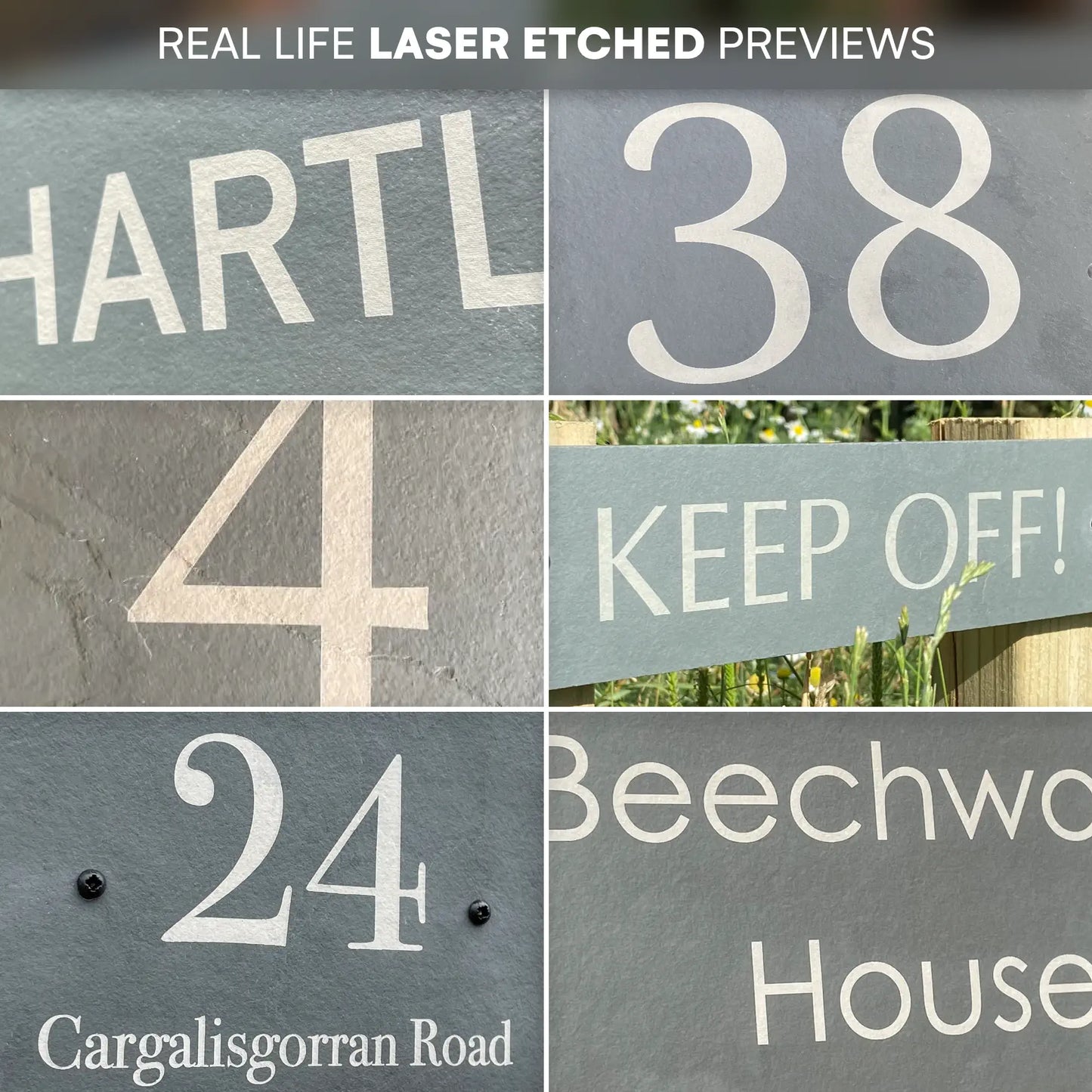 preview of how laser etched slate signs look in real life