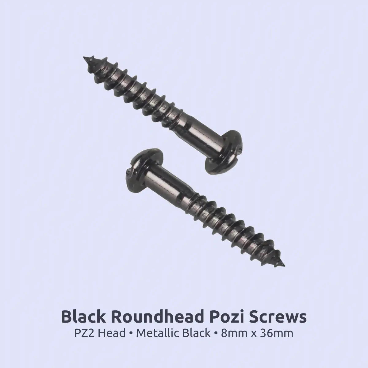 2 black roundhead phillips screws