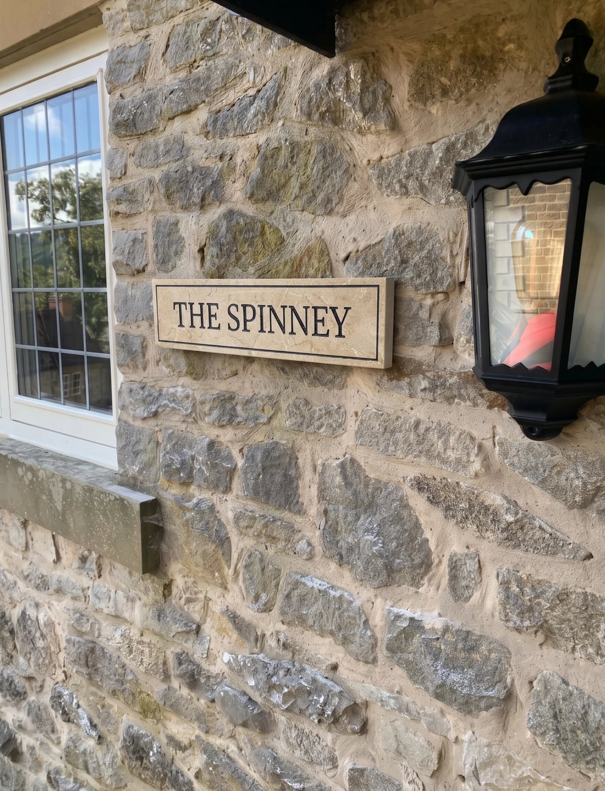 Long Limestone House Sign