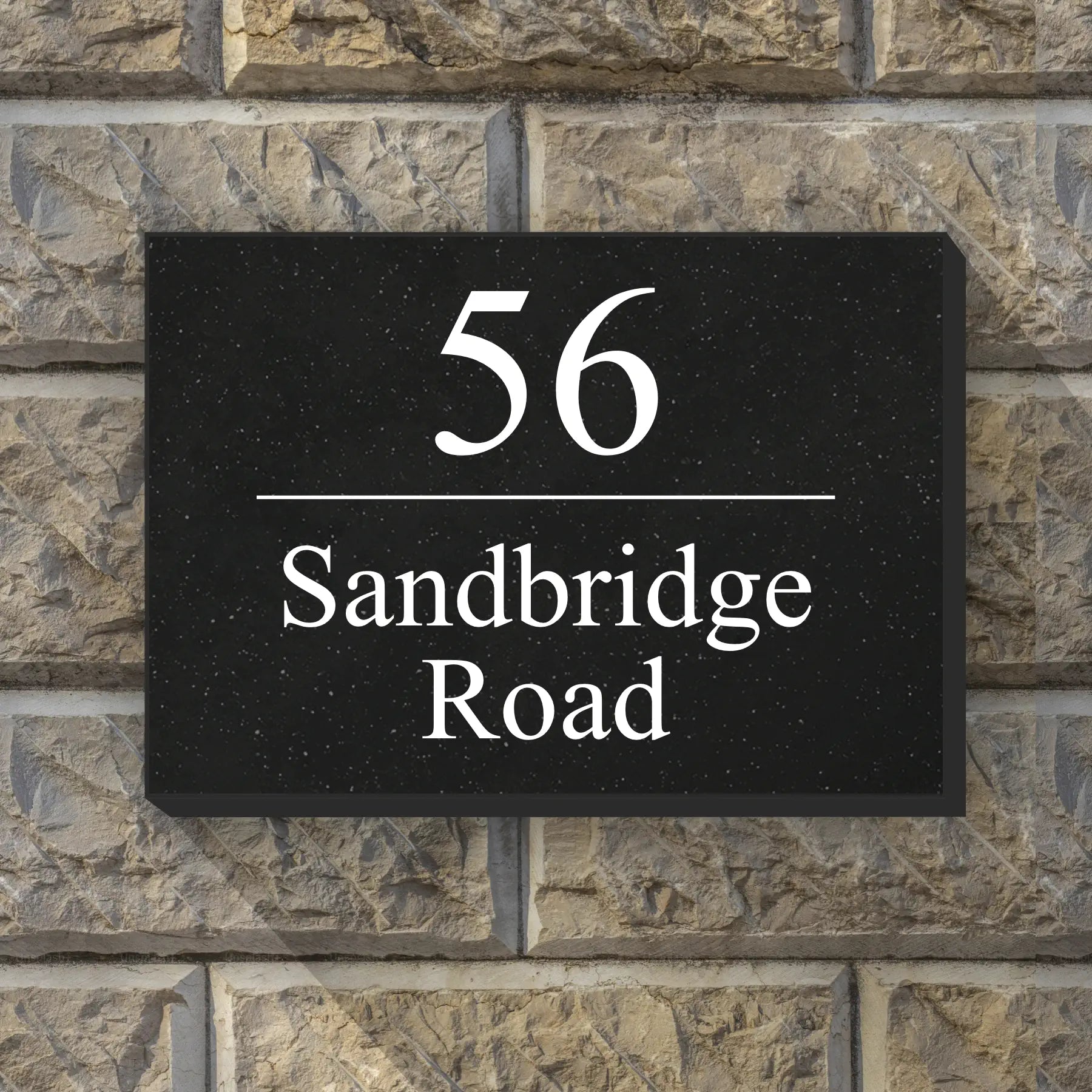 Contemporary Wide Granite House Sign