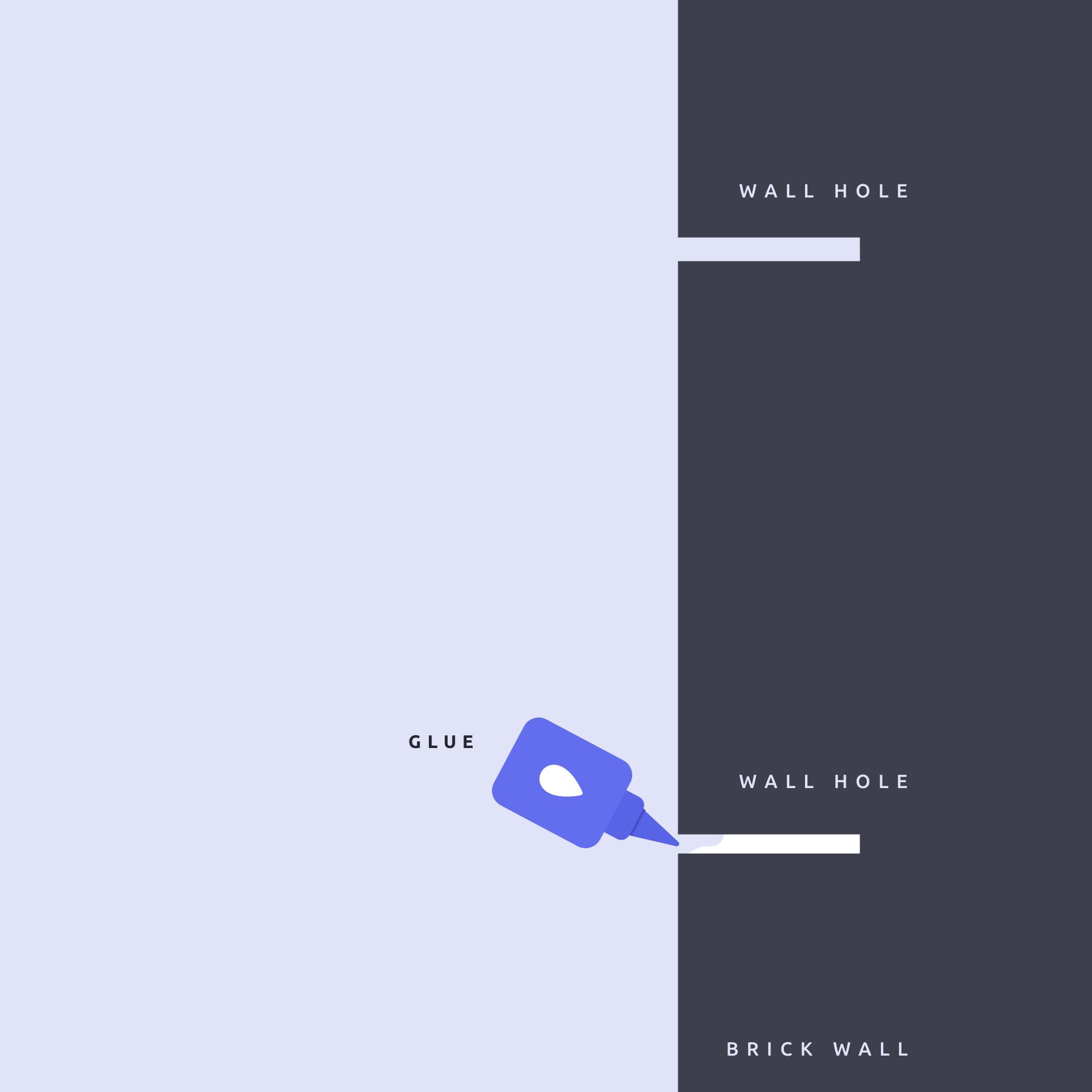 A step-by-step guide for installing hidden fixings: showing a hand inserting a clip into a groove on the back of a panel, then attaching the panel to a wall mount, ensuring it is securely fastened and flush with the wall.