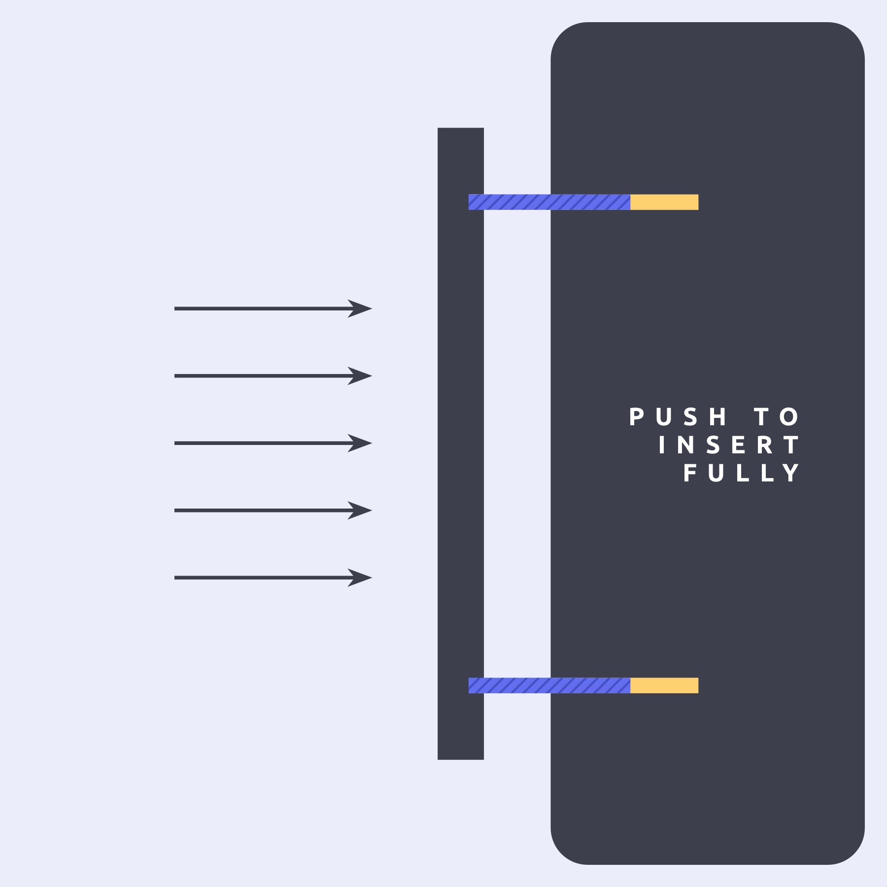 Step-by-step instructions for hidden fixings: showing a hand attaching a clip to the back of a panel, followed by securing the panel onto a wall mount, ensuring it is flush and securely fixed.