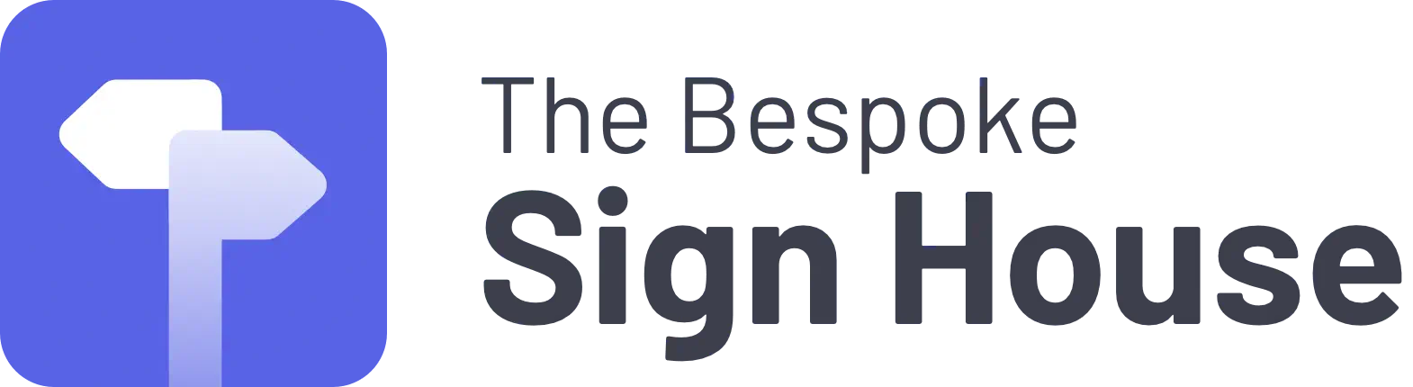 Logo of The Bespoke Sign House with a blue and gray design.