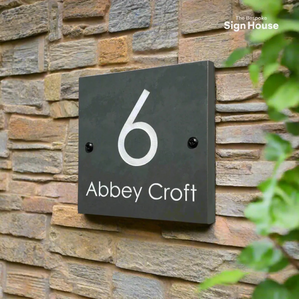 Square Slate Number and Name House Sign