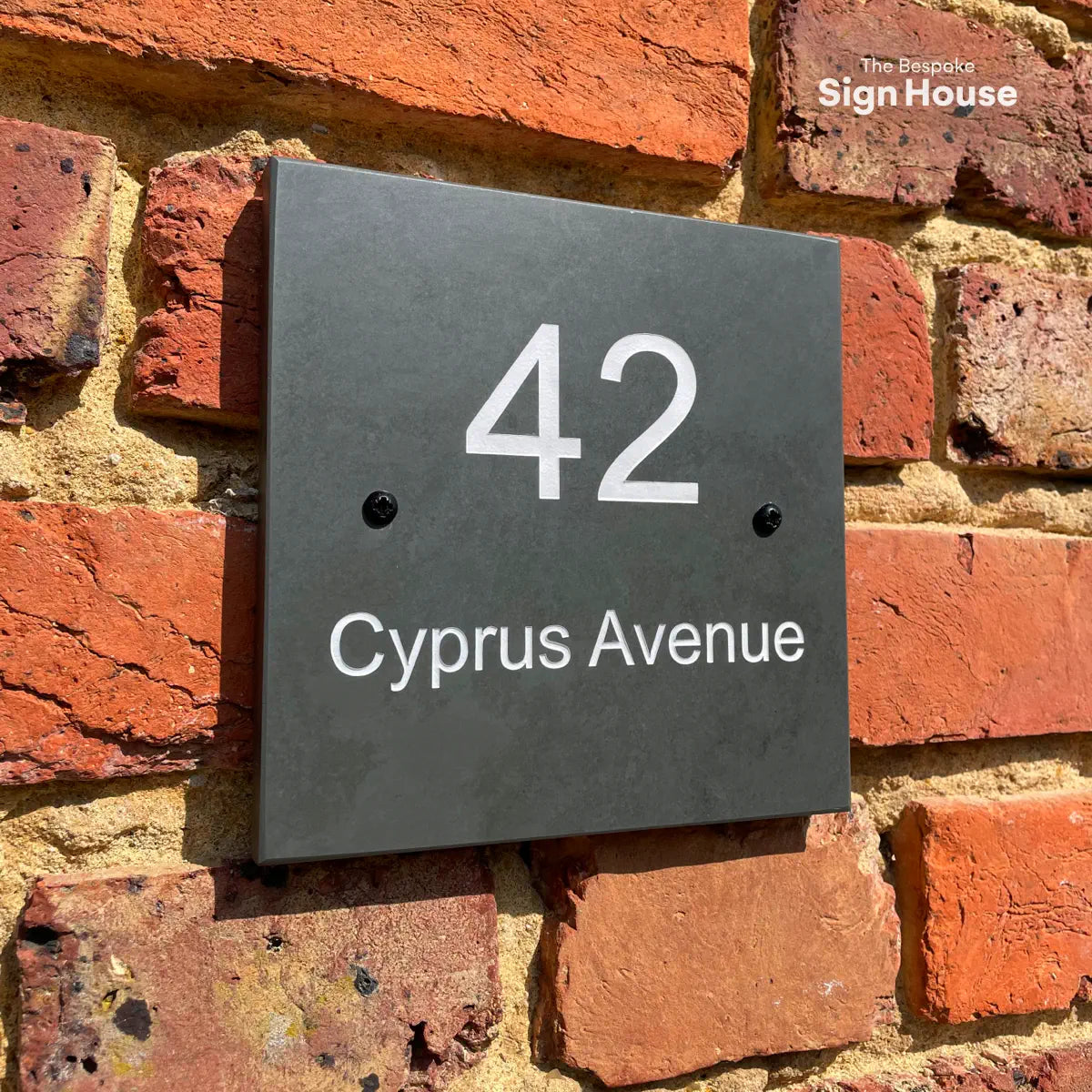 Square Slate Number and Name House Sign