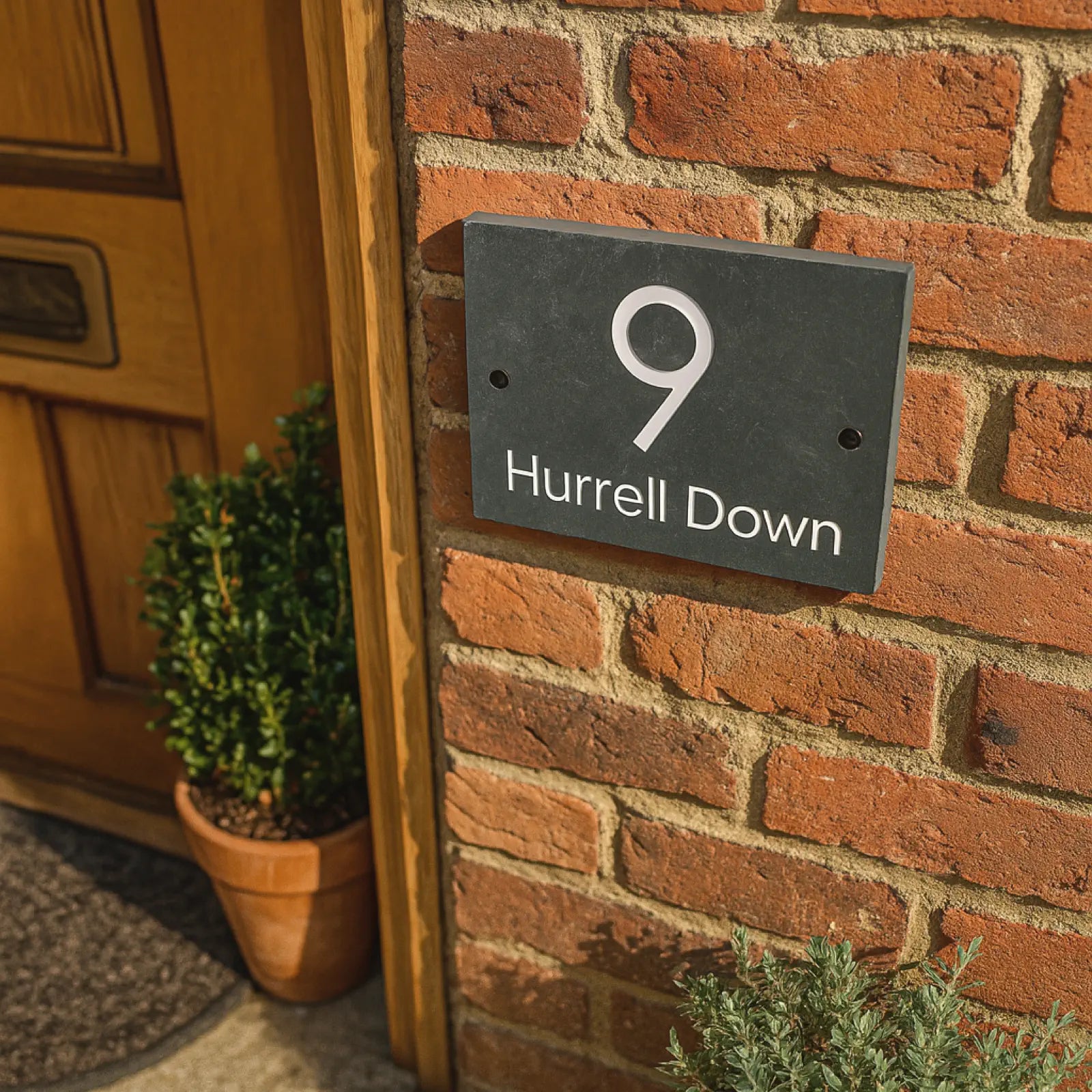 Slate Wide Number and Name Sign