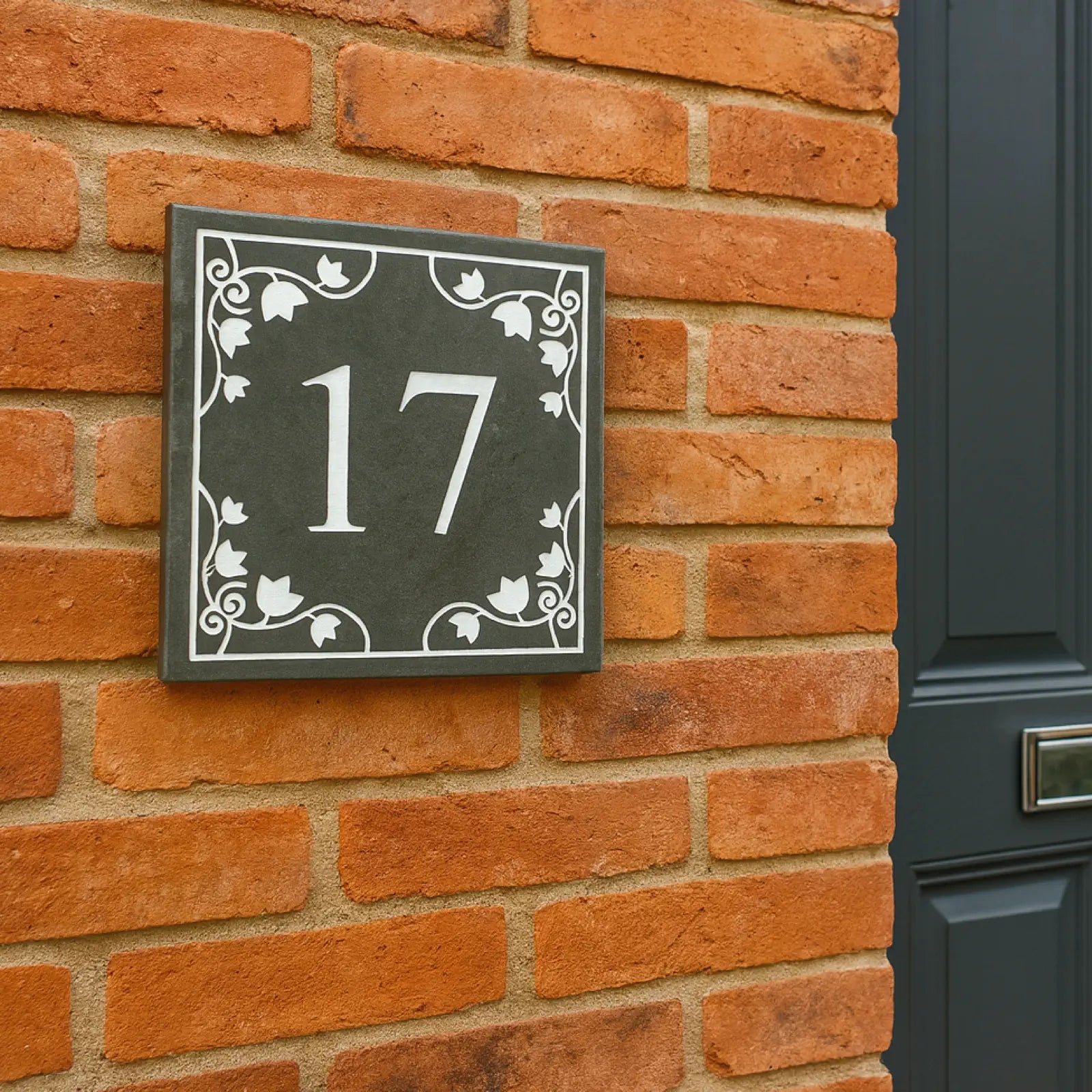 square slate sign with floral edge border design