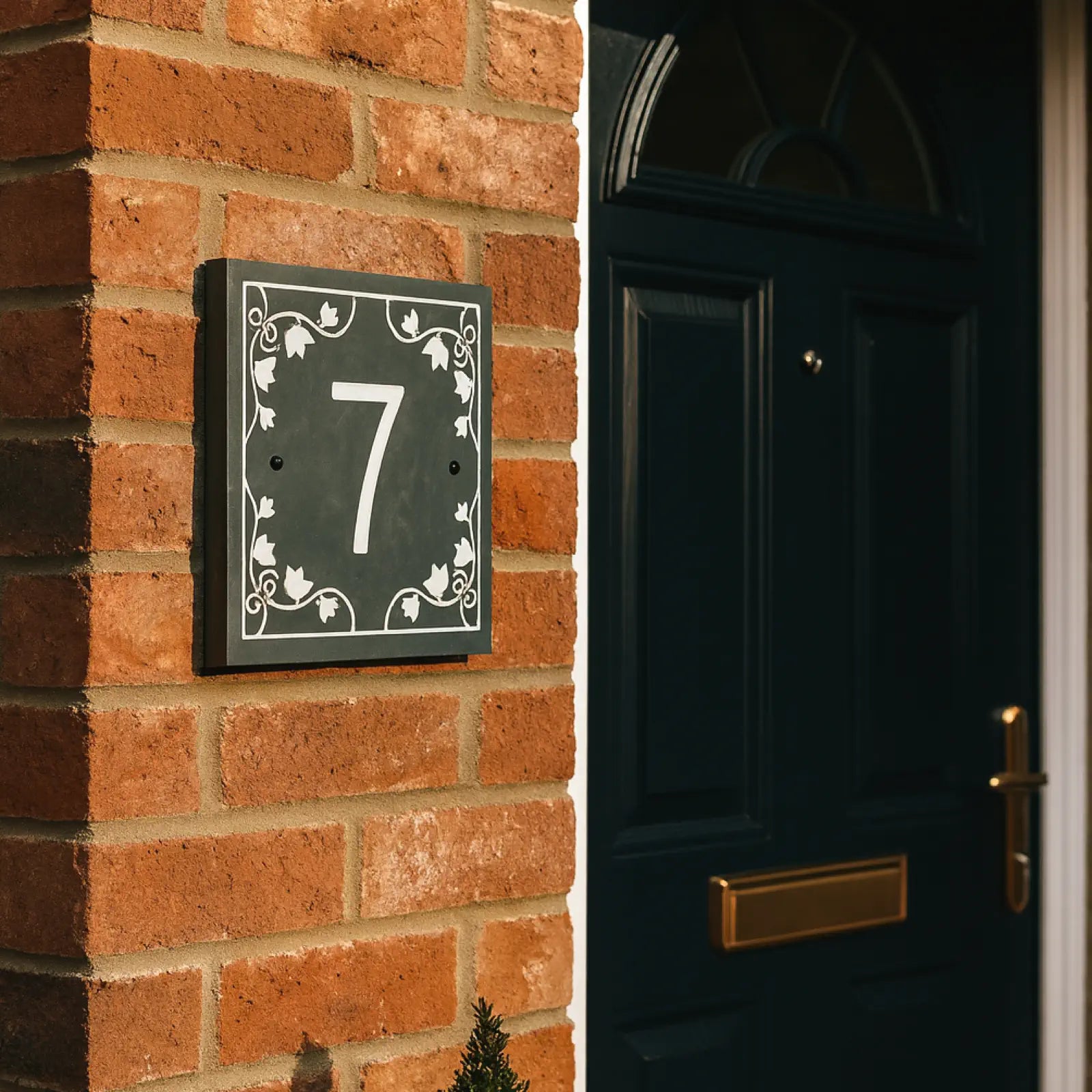 Floral house number sign