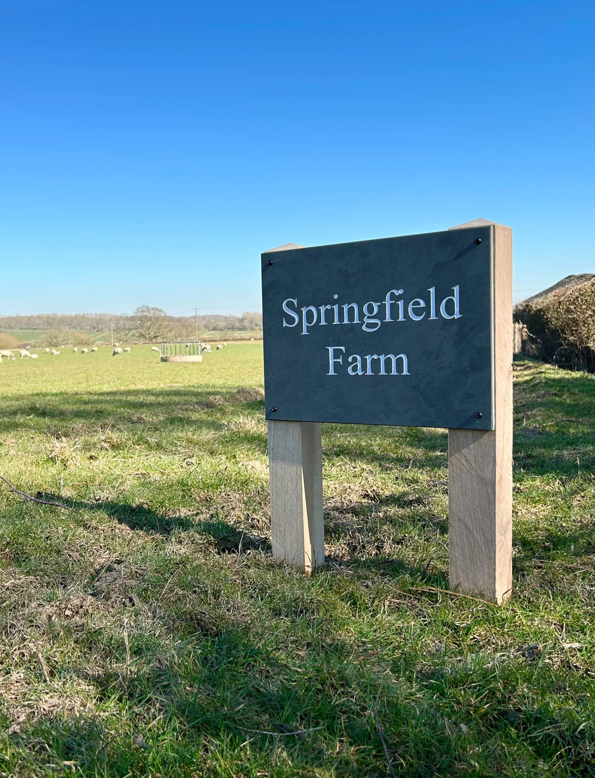 Wide Slate House Sign with Optional Posts
