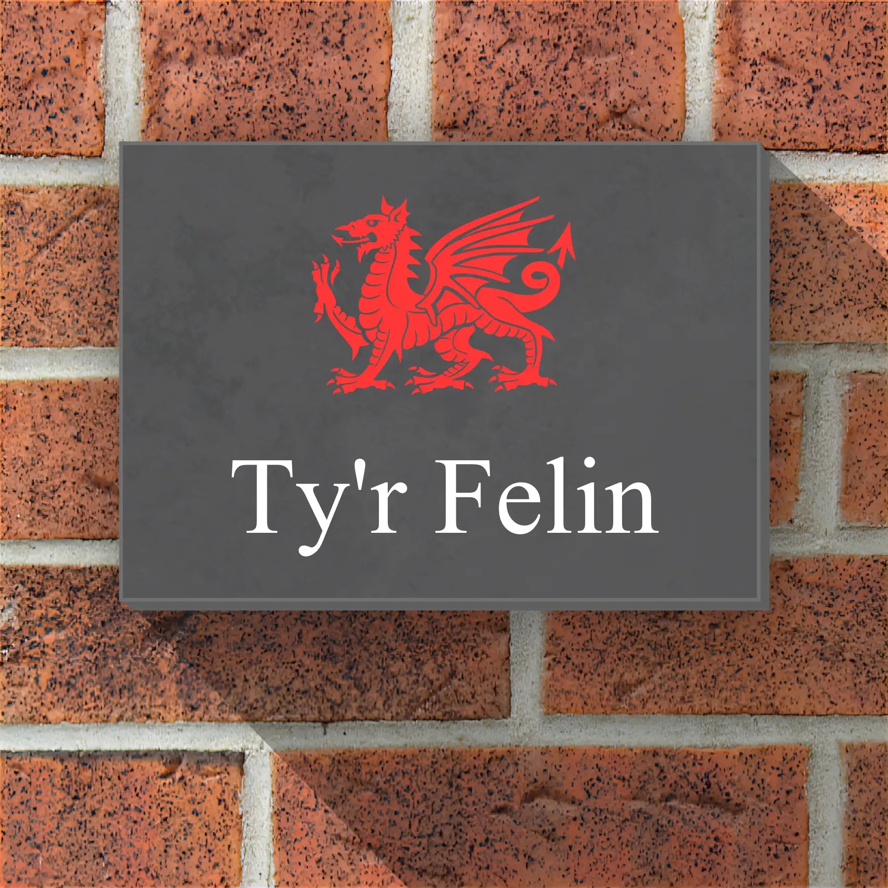 Slate House Name Sign with Welsh Dragon